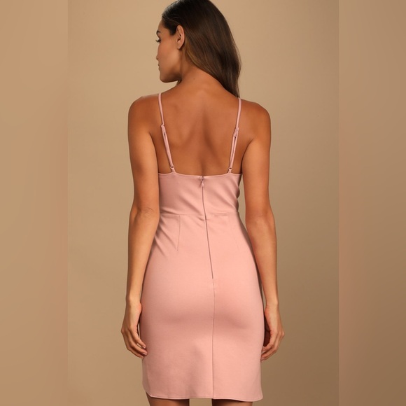 LULUS Dare to Take the Plunge Dusty Pink Tulip Mini Dress - size S - Picture 4 of 11